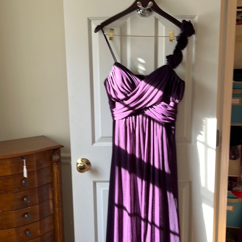 Plum spaghetti strap formal dress